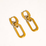Viori 18K Gold Non-Tarnish Two Tone Link Earrings: Yellow Gold