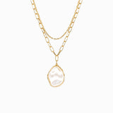 2 Layered Organic Pearl Pendant Necklace