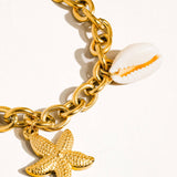 Aspen 18K Gold Non-Tarnish Stars & Shells Chain Bracelet: Yellow Gold
