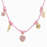 Beach Mode Coastal Cotton Candy Reef Heart Rope 5 Charm Necklace