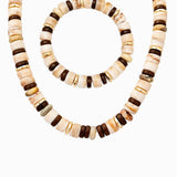 Set - Mixed Stone Gold Beaded Necklace & Stretch Bracelet: MOL