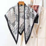 Printed Triangle Scarf Bandana Style Wrap / Shawl  Paisley Black-White