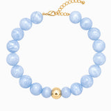 Pastel Marble Statement Beaded Necklace & Bracelet Set: Blue