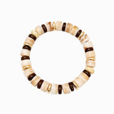 Set - Mixed Stone Gold Beaded Necklace & Stretch Bracelet: MBR