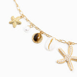 Pearl Starfish Nine Sea Life Charm Necklace