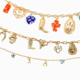 Antique Multi Charm Western Necklace: Gold