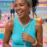 Beach Mode Coastal Sunset Swirl Pearlized Shell Beaded Necklace