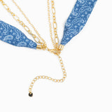 3 Layered Western Denim Bandana Scarf Necklace: Blue