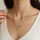 Sumner 18K Non-Tarnish Shell and Star Necklace: Green