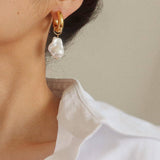 Oceana Gold Statement Large Pearl Earring: Yellow Gold