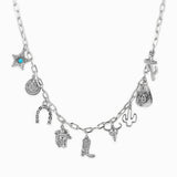 Antique Multi Charm Western Necklace: Gold