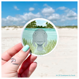 Manatee Sticker, Wildlife Sticker, Manatee in the Springs
