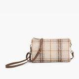 Riley Convertible Cross Body Purse, Wristlet or Clutch - Plaid Beige