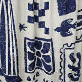 Athens Printed Wide Leg Jumpsuit : WHITE/NAVY