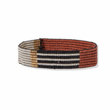 Alex - Small Luxe Stretch Bracelet - Rust Ivory Gold Colorblock