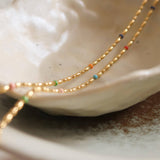 Tave 18K Gold Non-Tarnish Petite Beaded Necklace: Multi-Colored