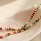 Sunny Non-Tarnish Boho Color Beaded Necklace: Multi-Colored