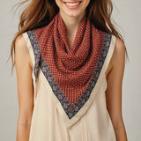 Printed Triangle Scarf Bandana Style Wrap / Shawl  Paisley Black-White