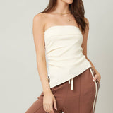 Strapless Ruched Side Top - Butter Yellow