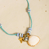 Baie 18K Gold Non-Tarnish Summer Rope Charm Necklace: Blue