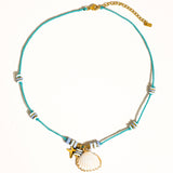 Baie 18K Gold Non-Tarnish Summer Rope Charm Necklace: Blue