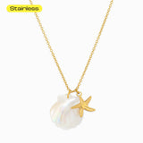 Stainless Mother of Pearl Shell and Starfish Necklace