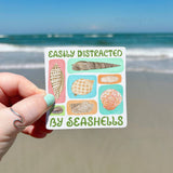 Easily Distracted By Seashells Sticker, Beach Shell Sticker