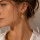 Triple Horsebit Link Drop Earrings: Gold