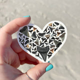 Shark Tooth Lover Sticker, Beach Sticker, Shark Tooth Heart