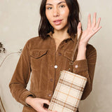 Riley Convertible Cross Body Purse, Wristlet or Clutch - Plaid Beige