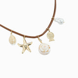 Beach Mode Golden Tides Charm Cord Necklace