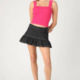 Striped Square Crop Top Pale Banana