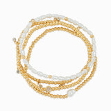 Pearl CZ Multi Bead Stretch Bracelet Set of 5