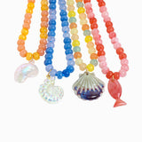 Beach Mode Pink Cherry Splash Marble Fish Beaded Necklace