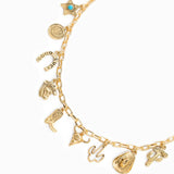 Antique Multi Charm Western Necklace: Gold