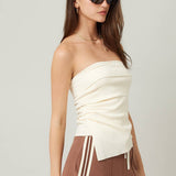 Strapless Ruched Side Top - Butter Yellow