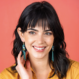 Beaded Triangle Petite Fringe Earrings - Teal, Navy, Citron