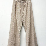 Striped Wide Leg Pants: Brown & White