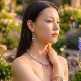 Drop Ceramic Ball Heart Earrings: Blue
