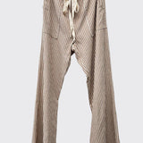 Striped Wide Leg Pants - Taupe and White