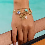 Cecily 18K Gold Non-Tarnish Seahorse Seashell Charm Bracelet: Yellow Gold