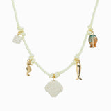 Beach Mode Coastal Coral Cove Treasure Rope 5 Charm Necklace