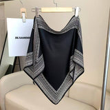 Printed Triangle Scarf Bandana Style Wrap / Shawl Paisley White-Black