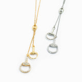 Pave Horsebit Y Drop Necklace: Gold