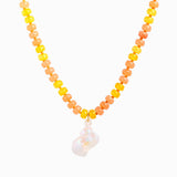 Beach Mode Coastal Sunset Swirl Pearlized Shell Beaded Necklace