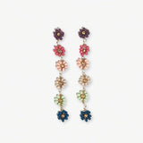 Amanda - Rainbow Color Beaded Flowers Dangle Earrings