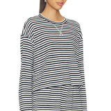 Folded Hem Terry Shorts by Bobi - Navy White Stripe