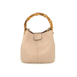 Mini Tote With Bamboo Handle - Beige