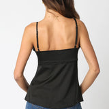 Black Satin Cami With Slit Front