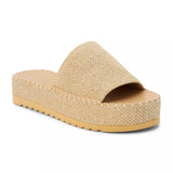 Braided Straw Flatform Straw Slide Sandals - Del Mar - Gold Speckle